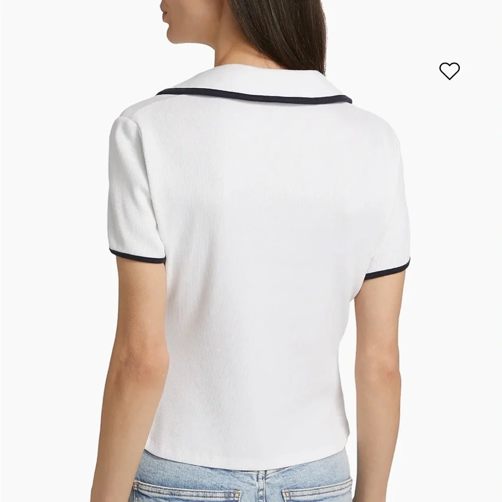 NWOT Veronica Beard Kearney Open Collar Polo Shirt - Picture 5 of 13